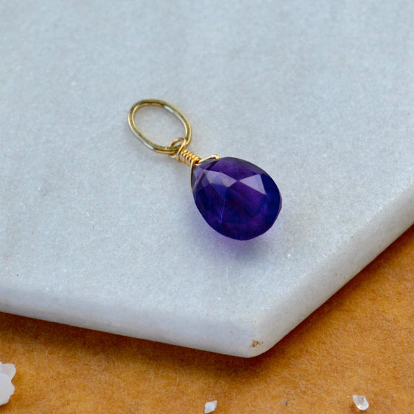 Passiflora Amethyst necklace gemstone pendant necklace amethyst gemstone charm for charm bracelet necklace for charms for necklaces gold dark purple gem pendant