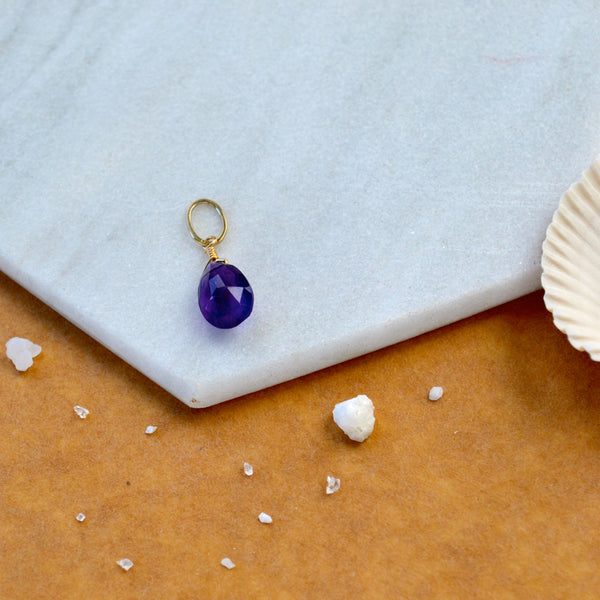 Passiflora Amethyst necklace gemstone pendant necklace amethyst gemstone charm for charm bracelet necklace for charms for necklaces 14K gold dark purple gem pendant