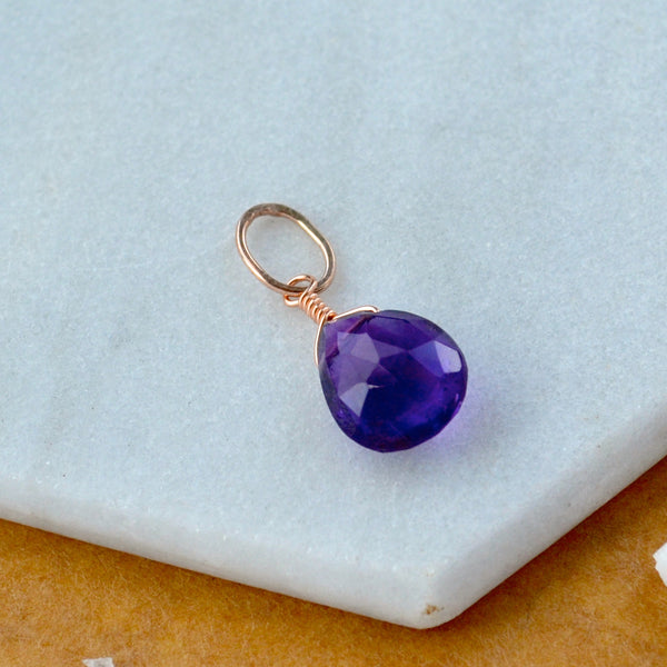 Passiflora Amethyst necklace gemstone pendant necklace amethyst gemstone charm for charm bracelet necklace for charms for necklaces rose gold dark purple gem pendant