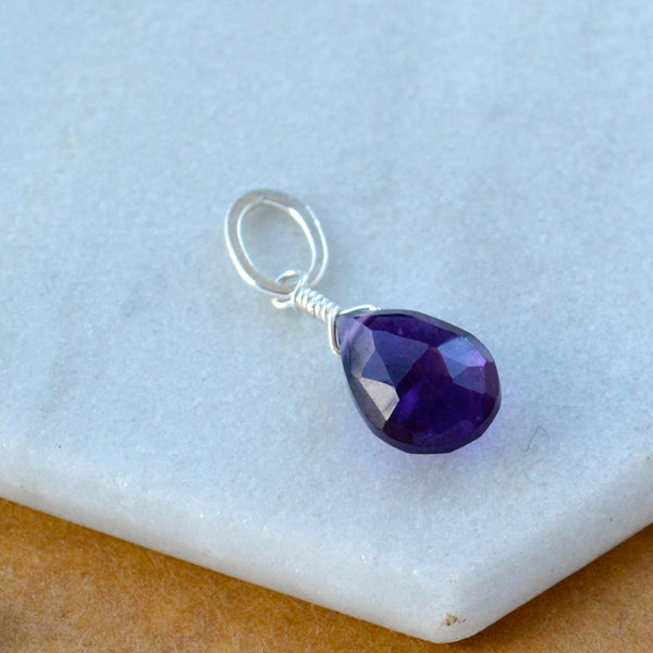 Passiflora Amethyst necklace gemstone pendant necklace amethyst gemstone charm for charm bracelet necklace for charms for necklaces silver dark purple gem pendant
