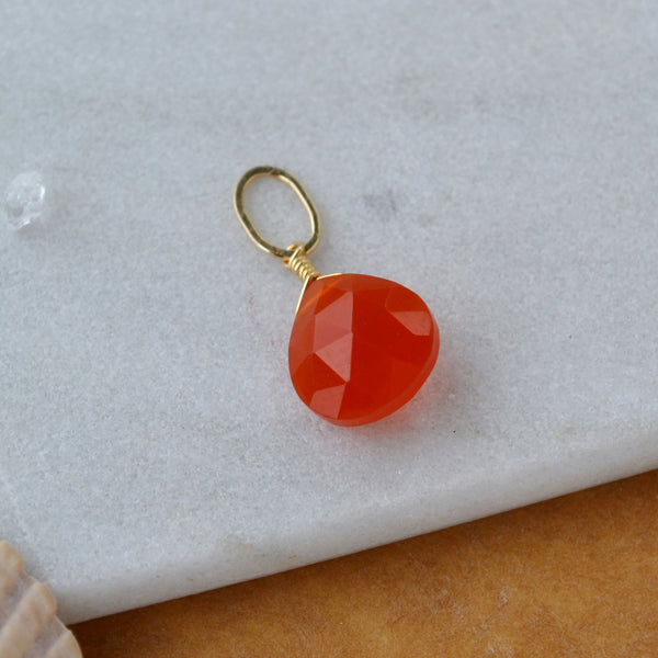Persimmon Gem Charm - carnelian gemstone charm pendant