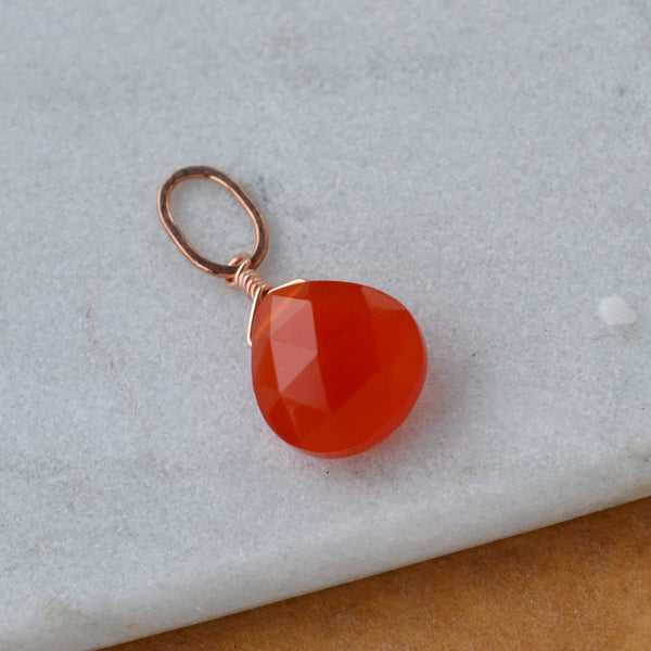 Persimmon Gem Charm - carnelian gemstone charm pendant