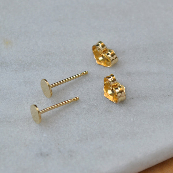Petite Speckle Stud Earrings 4mm disc stud ear rings handmade hammered posts gold filled studs