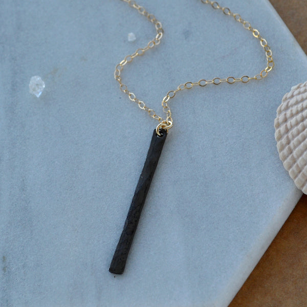 Pillar Necklace sleek vertical bar pendant necklaces column pendants skinny bar necklace dainty charms jewelry nickel free mixed metals gold filled black oxidized silver handmade delicate layering jewelry