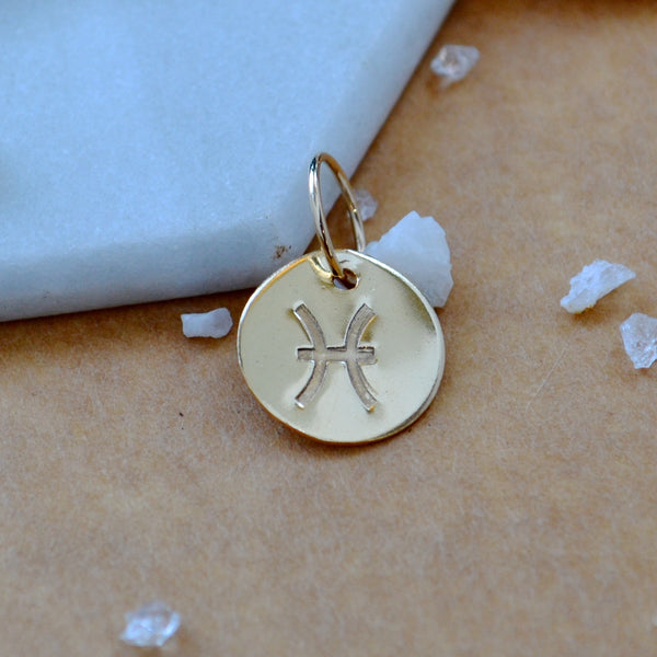 Pisces charm zodiac sign charms astrology pendant zodiac charm gold