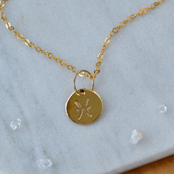 Pisces charm zodiac sign charms astrology pendant zodiac charm gold filled on chain