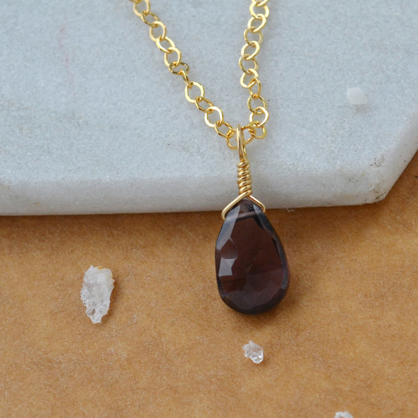 Plum Necklace - spinel necklace grey purple gemstone solitaire