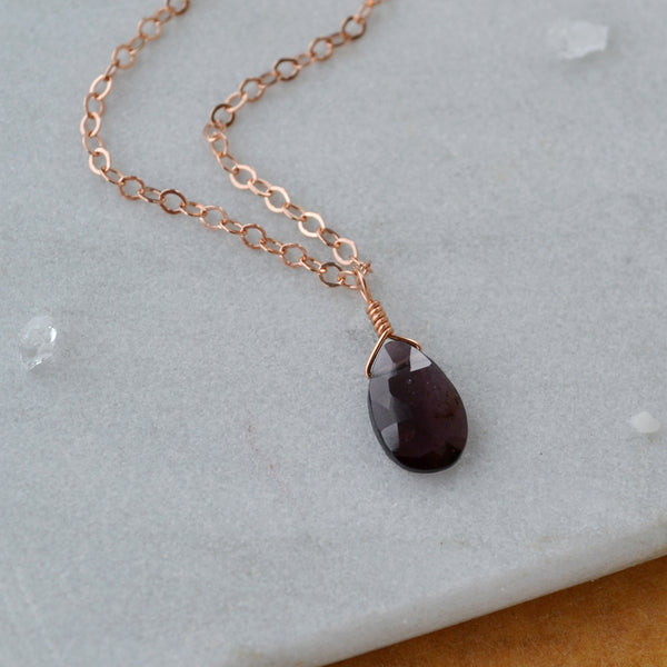 Plum Necklace - spinel necklace grey purple gemstone solitaire