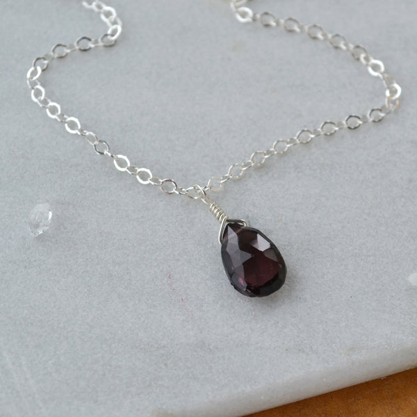 Plum Necklace - spinel necklace grey purple gemstone solitaire
