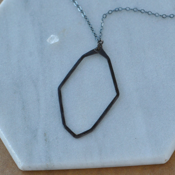 Polaris Necklace north star pendant necklaces geometric star silhouette handmade hammered jewelry nickel free black oxidized sterling silver