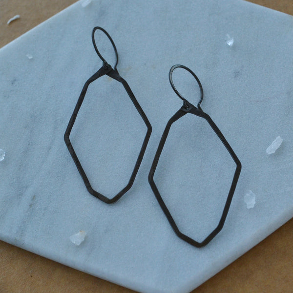 Polaris Earrings geometric star silhouette earring handmade hammered abstract start ear rings nickel free black oxidized silver