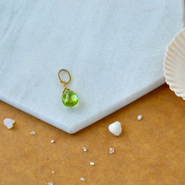 Pomme Peridot gemstone pendant necklace gemstone charm for charm bracelet necklace for charms for necklaces 14K gold apple green gem pendant
