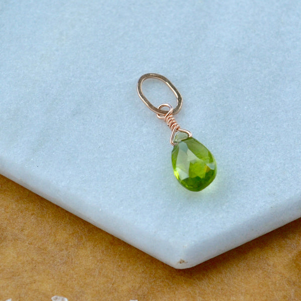 Pomme Peridot gemstone pendant necklace gemstone charm for charm bracelet necklace for charms for necklaces rose gold apple green gem pendant