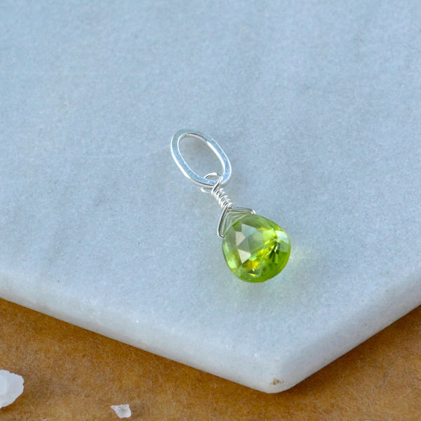 Pomme Peridot gemstone pendant necklace gemstone charm for charm bracelet necklace for charms for necklaces silver apple green gem pendant