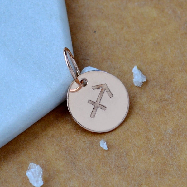 Sagittarius charm zodiac sign charms astrology pendant zodiac charm rose gold filled