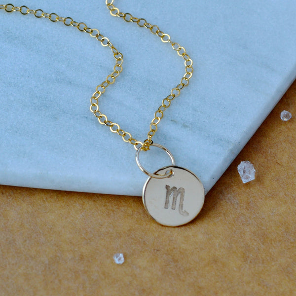 Scorpio charm zodiac sign charms astrology pendant zodiac charm gold filled on chain