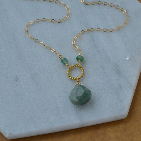 Sea of Green Necklace - green gemstone necklace with azurite and emreald