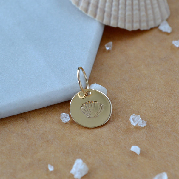 Seashell charm dainty sea shell charms pendant simple beach jewelry 14K gold