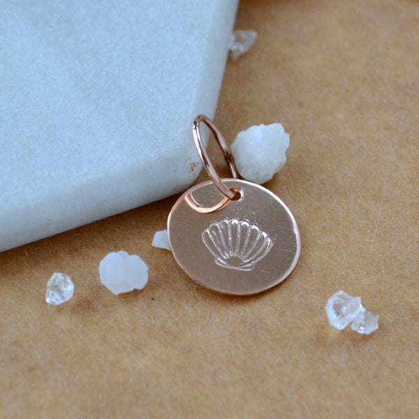 Seashell charm dainty sea shell charms pendant simple beach jewelry rose gold