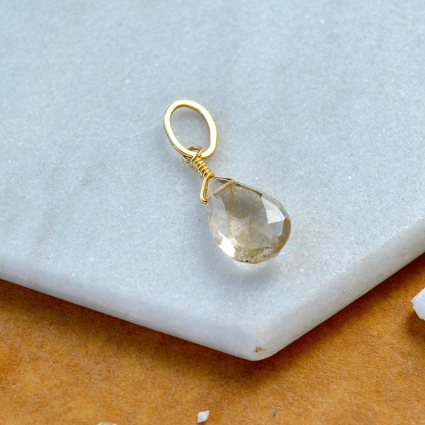 Shimmer Gold Rutilated Quartz gemstone pendant necklace gemstone charm for charm bracelet necklace for charms for necklaces champagne gold gem pendant