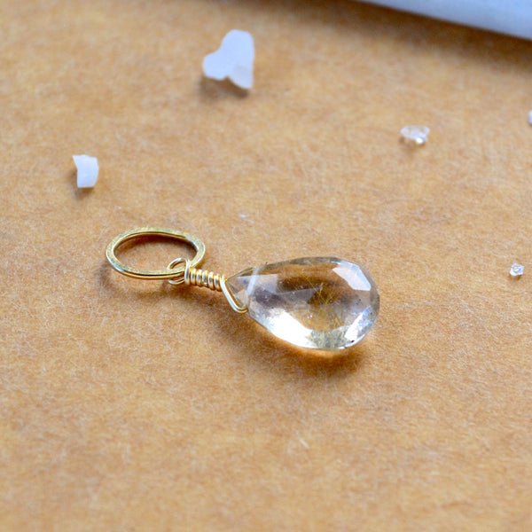 Shimmer Gold Rutilated Quartz gemstone pendant necklace gemstone charm for charm bracelet necklace for charms for necklaces champagne gold gem pendant