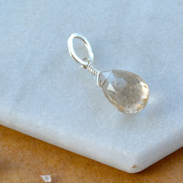 Shimmer Gold Rutilated Quartz gemstone pendant necklace gemstone charm for charm bracelet necklace for charms for necklaces champagne silver gem pendant