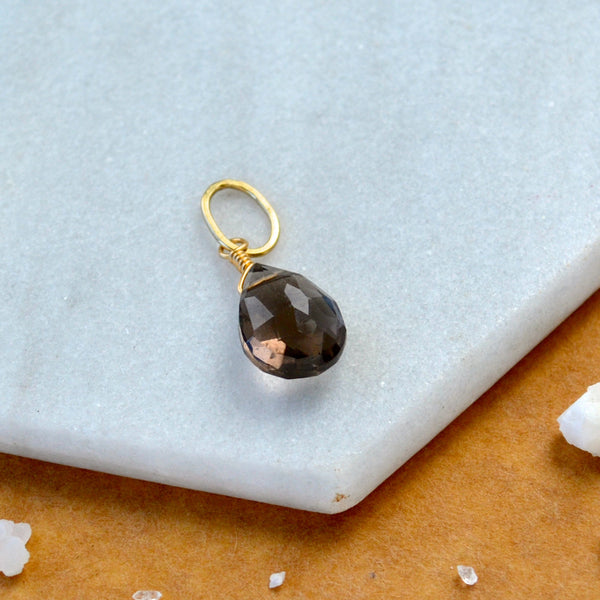 Silt Smoky Quartz gemstone pendant necklace gemstone charm for charm bracelet necklace for charms for necklaces gold brown gem pendant