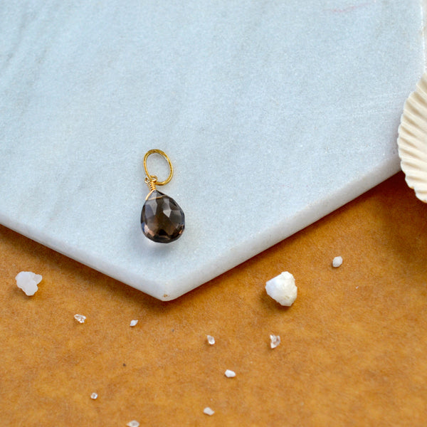 Silt Smoky Quartz gemstone pendant necklace gemstone charm for charm bracelet necklace for charms for necklaces 14k gold brown gem pendant