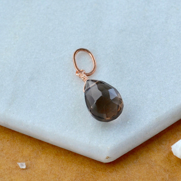 Silt Smoky Quartz gemstone pendant necklace gemstone charm for charm bracelet necklace for charms for necklaces rose gold brown gem pendant
