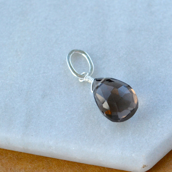 Silt Smoky Quartz gemstone pendant necklace gemstone charm for charm bracelet necklace for charms for necklaces silver brown gem pendant