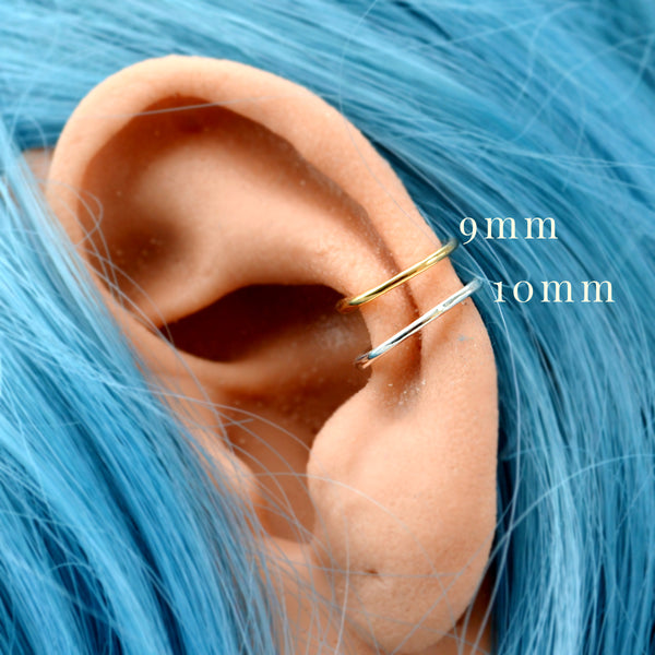 Sliver Ear Cuff -  handmade thin crescent stackable cuff earring