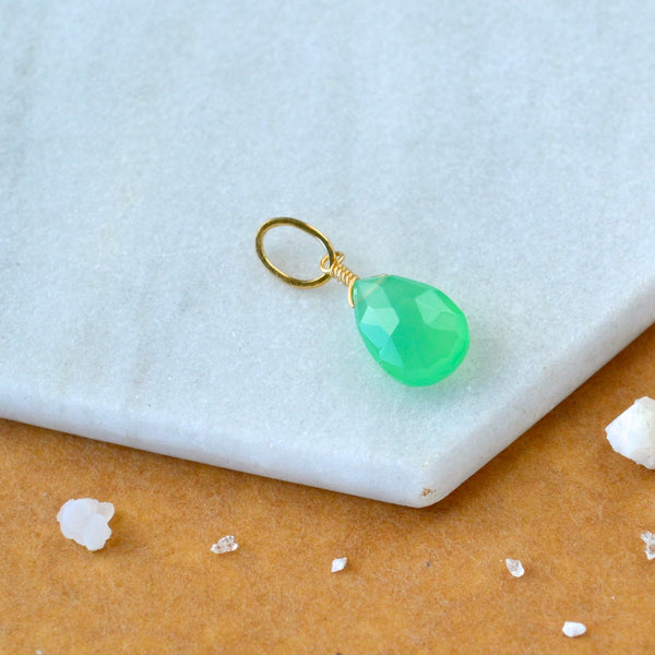 Soft Mint Chrysoprase gemstone pendant necklace gemstone charm for charm bracelet necklace for charms for necklaces gold mint green gem pendant