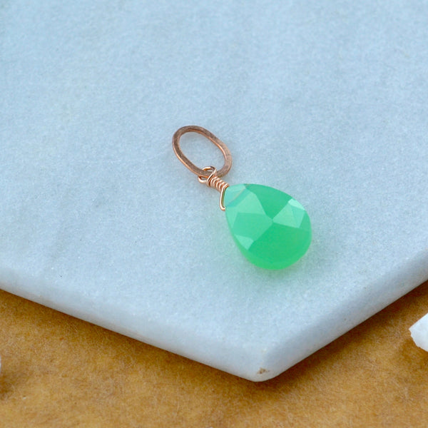 Soft Mint Chrysoprase gemstone pendant necklace gemstone charm for charm bracelet necklace for charms for necklaces rose gold mint green gem pendant