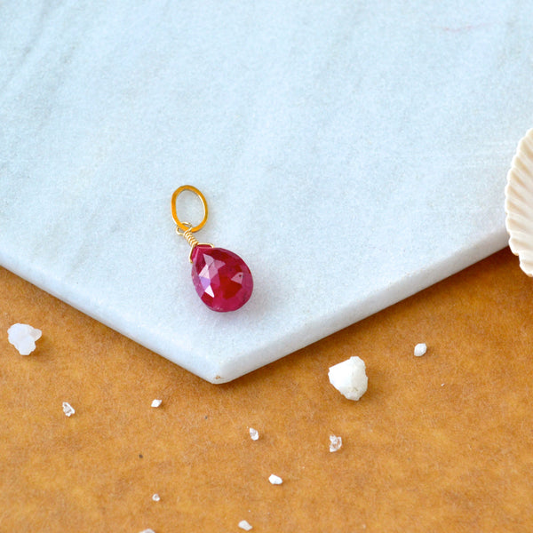 Sookie Ruby gemstone pendant necklace gemstone charm for charm bracelet necklace for charms for necklaces gold gem pendant