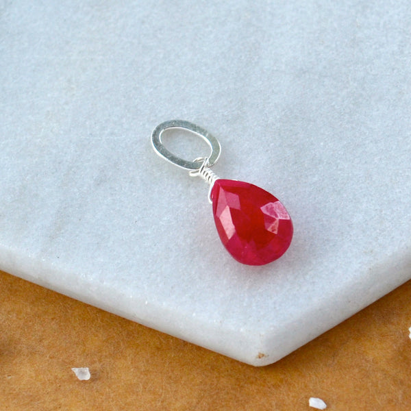 Sookie Ruby gemstone pendant necklace gemstone charm for charm bracelet necklace for charms for necklaces silver gem pendant