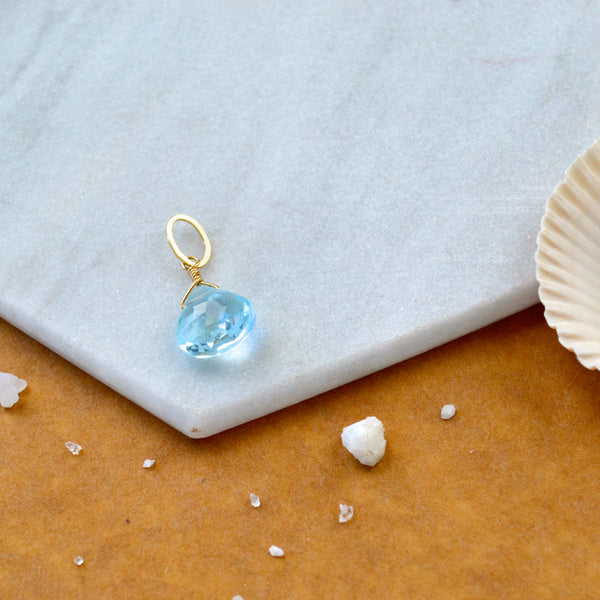 Sprinkle Swiss Blue topaz gemstone pendant necklace gemstone charm for charm bracelet necklace for charms for necklaces gold filled baby blue topaz gem pendant