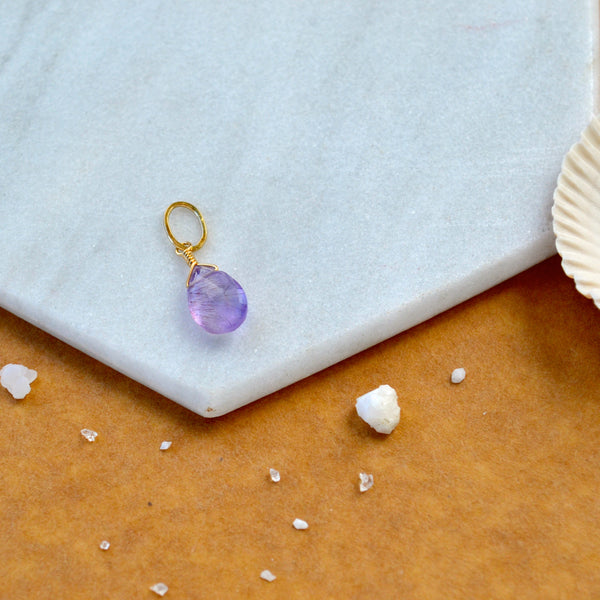 Starbuck Moss Amethyst gemstone pendant necklace gemstone charm for charm bracelet necklace for charms for necklaces 14K gold purple speckled gem pendant