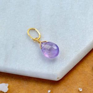 Starbuck Moss Amethyst gemstone pendant necklace gemstone charm for charm bracelet necklace for charms for necklaces gold purple speckled gem pendant