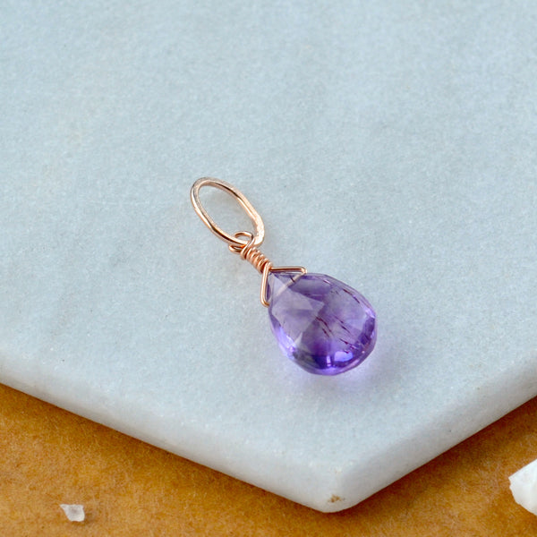 Starbuck Moss Amethyst gemstone pendant necklace gemstone charm for charm bracelet necklace for charms for necklaces rose gold purple speckled gem pendant