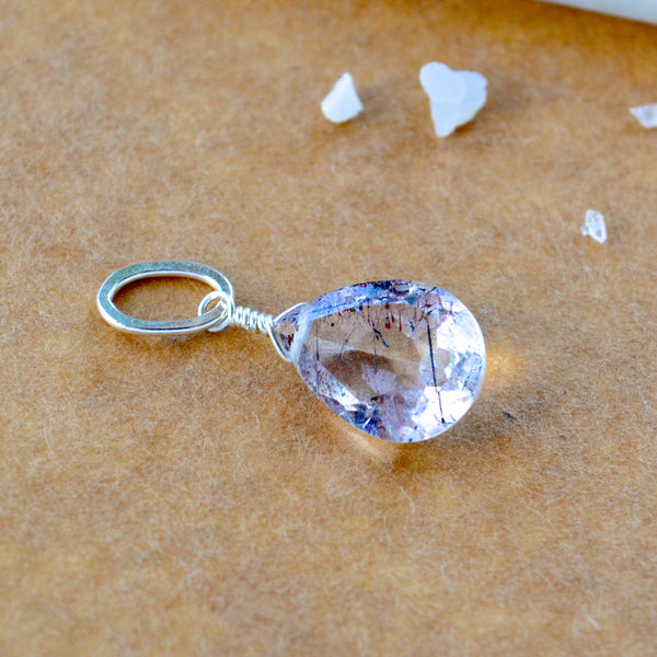 Starbuck Moss Amethyst gemstone pendant necklace gemstone charm for charm bracelet necklace for charms for necklaces silver purple speckled gem pendant