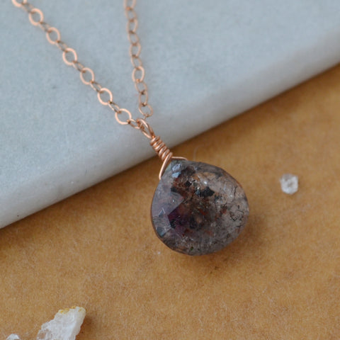 Starbuck Necklace - organic moss amethyst gemstone solitaire necklace