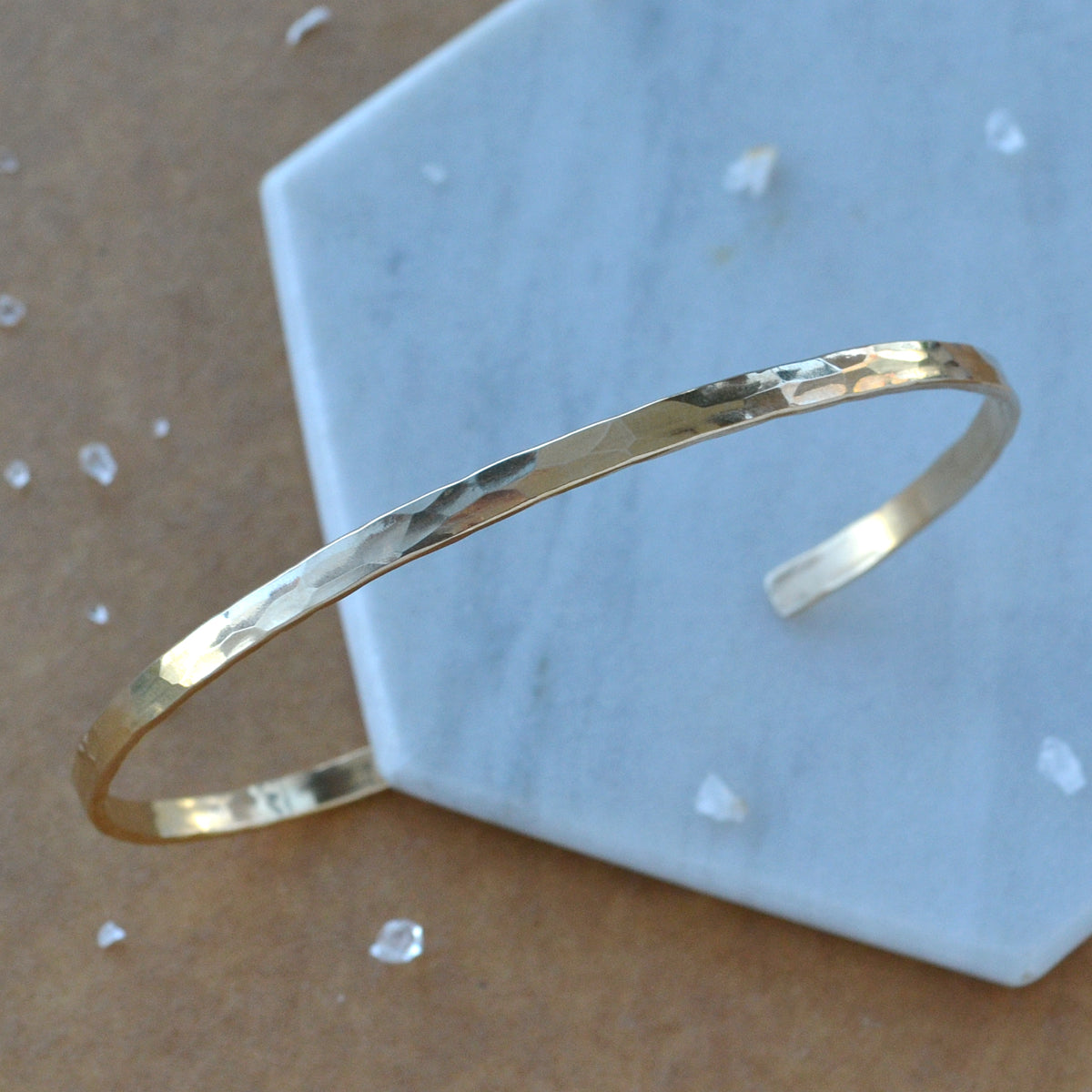 Sunrise Cuff Bracelet - handmade hammered thick 4mm cuff bracelet 