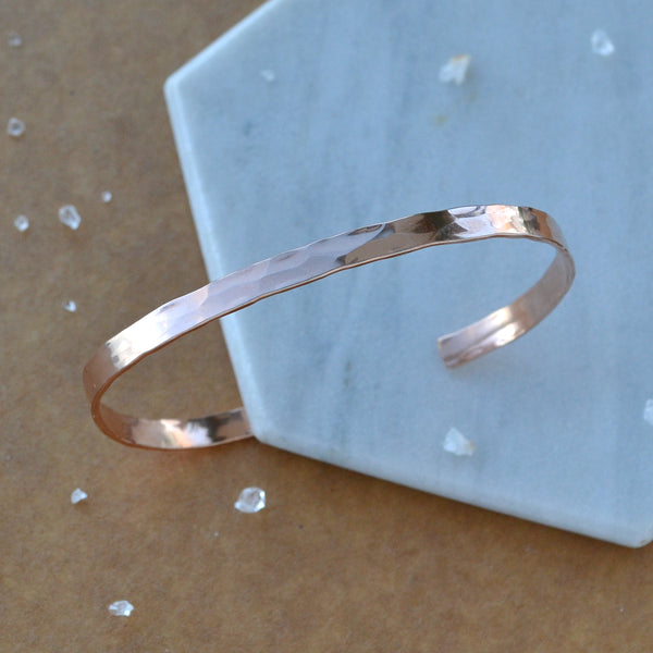 Sunrise Cuff Bracelet hammered cuff heavy bracelet thick pounded metal bracelets handmade jewelry sustainable custom sizes rose gold filled