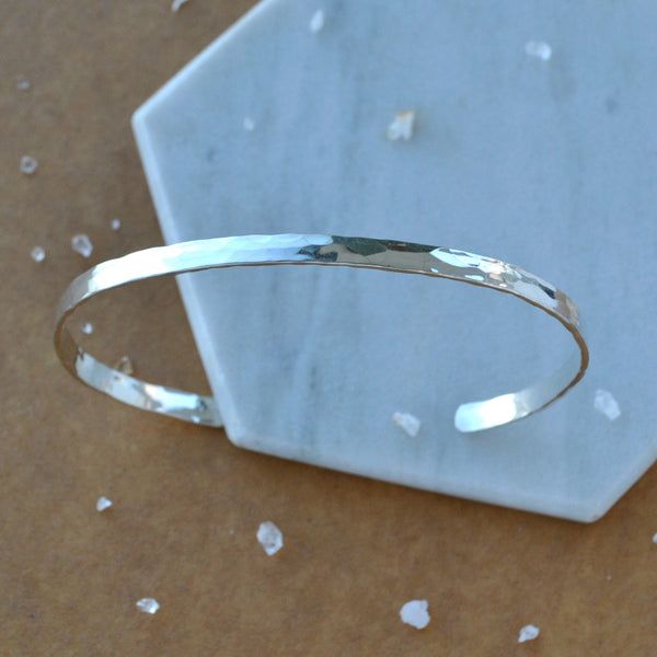 Sunrise Cuff Bracelet hammered cuff heavy bracelet thick pounded metal bracelets handmade jewelry sustainable custom sizes sterling silver