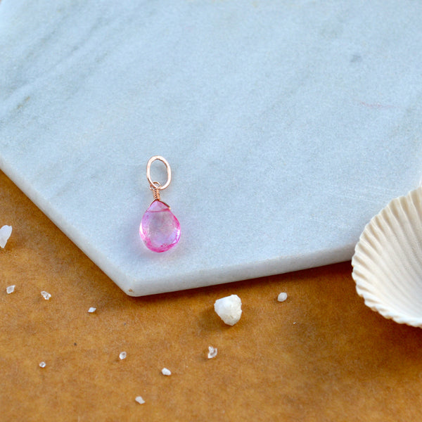 Sunset Pink Topaz gemstone pendant necklace gemstone charm for charm bracelet necklace for charms for necklaces rose gold pink gem pendant