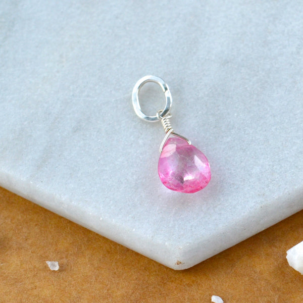 Sunset Pink Topaz gemstone pendant necklace gemstone charm for charm bracelet necklace for charms for necklaces sterling silver pink gem pendant