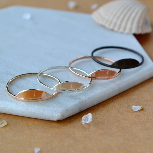 Sunrise Ring semi circle stacking rings dainty sun rise stacker ring nickel free handmade rose gold filled sterling silver black