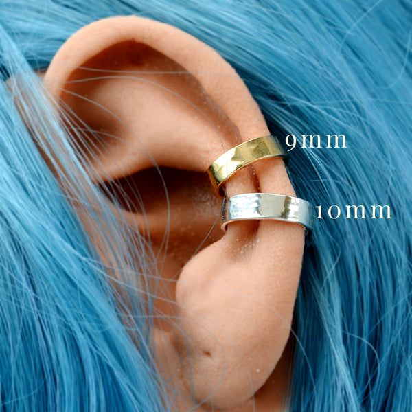 Sunrise ear cuff 3mm wide hammered cuff earring handmade conch jewelry fake piecing nickel free rose gold filled sterling silver black silver