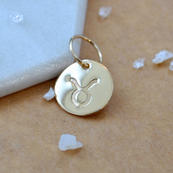Taurus charm zodiac sign charms astrology pendant zodiac charm gold filled