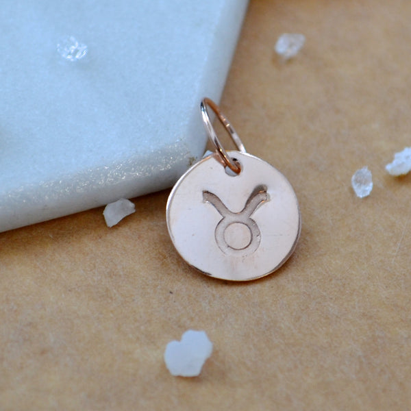 Taurus charm zodiac sign charms astrology pendant zodiac charm rose gold filled